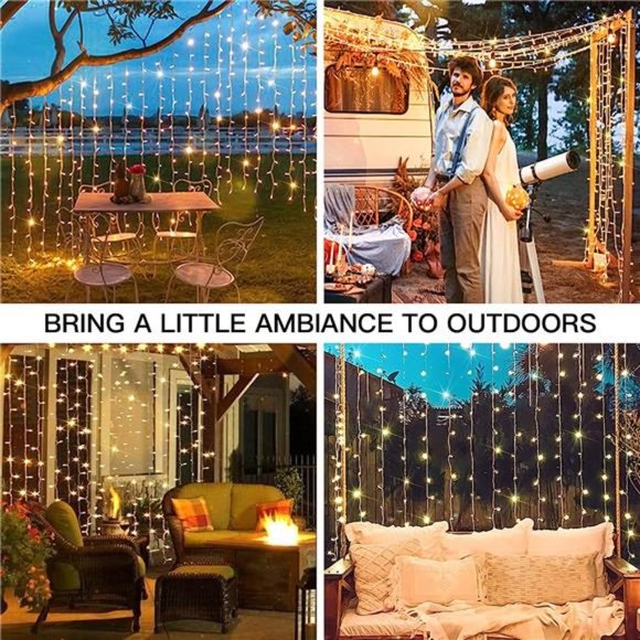 Curtain Lights for Bedroom 200Led Hanging String Lights Outdoor Waterproof Fairy - Picture 6 of 6
